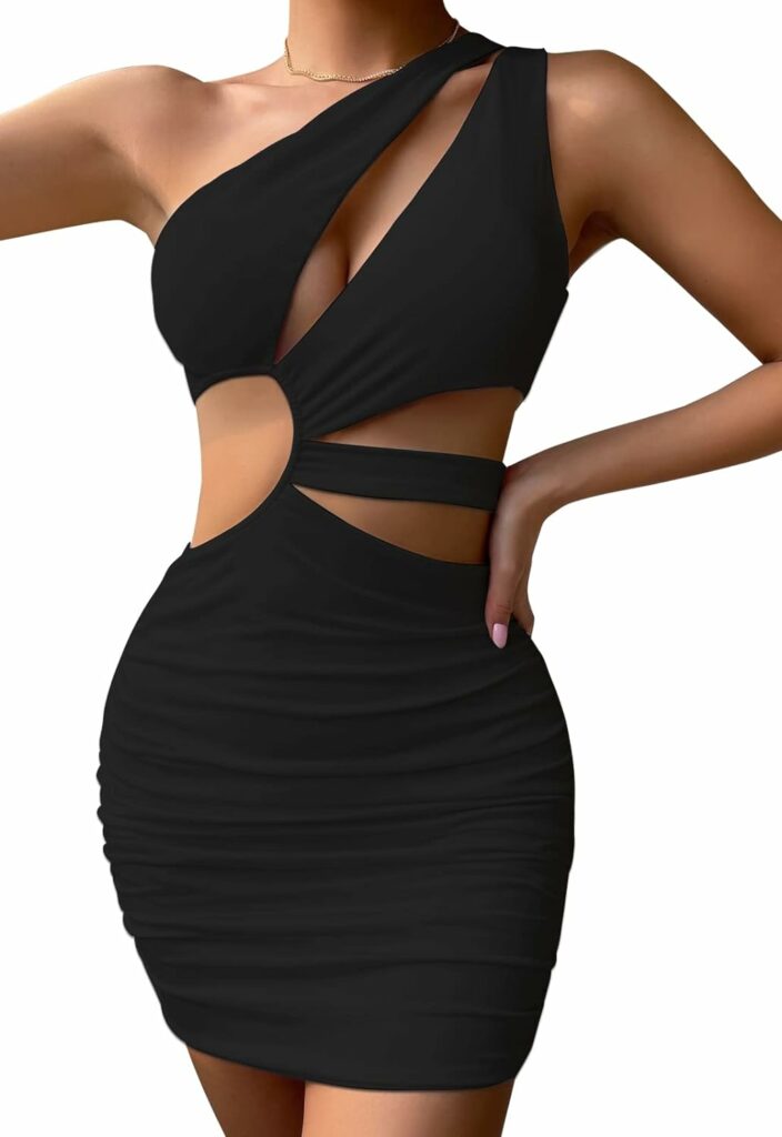 AIEOE Dress for Women Sexy Woman with V-Neck and Naked Back Elegant Short Mini Dress for Party Cocktail Label Size XS-L = DE XXS-M