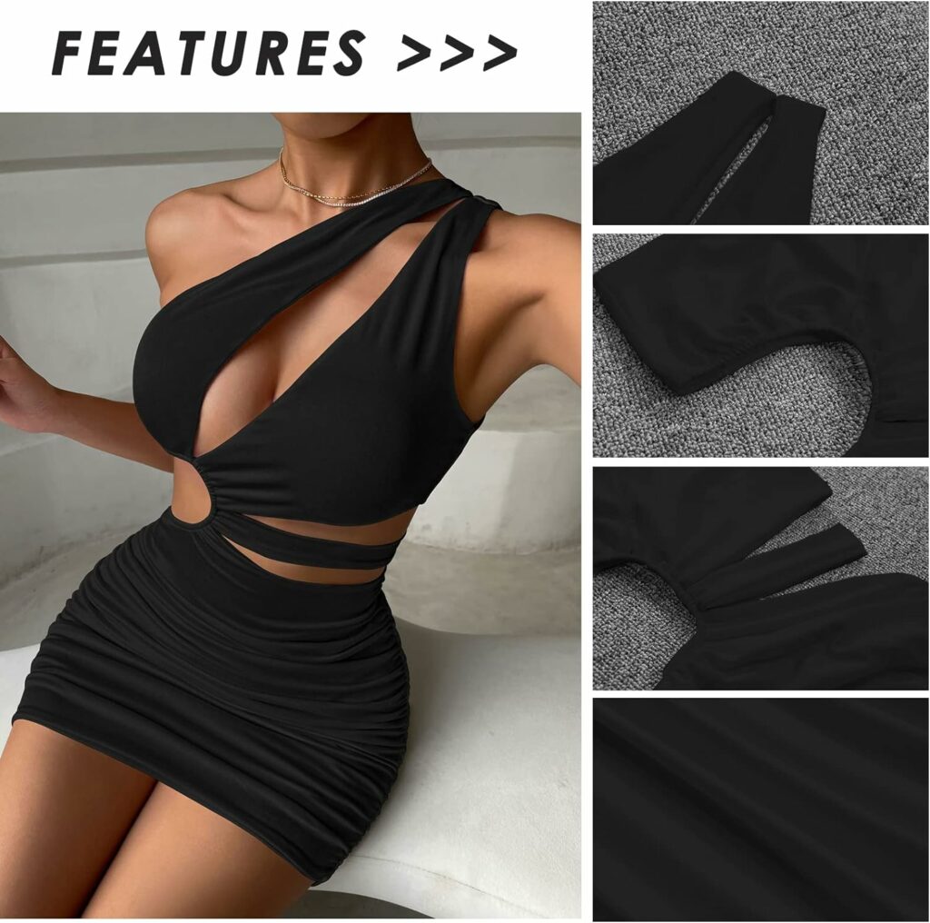 AIEOE Dress for Women Sexy Woman with V-Neck and Naked Back Elegant Short Mini Dress for Party Cocktail Label Size XS-L = DE XXS-M