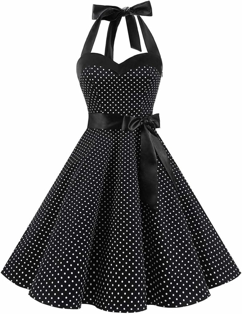 FYMNSI Womens Vintage 1950s Party Dress Rockabilly Sleeveless Retro Cocktail Dress Halterneck Pleated Skirt A-line Floral Print Evening Dress Prom Dress